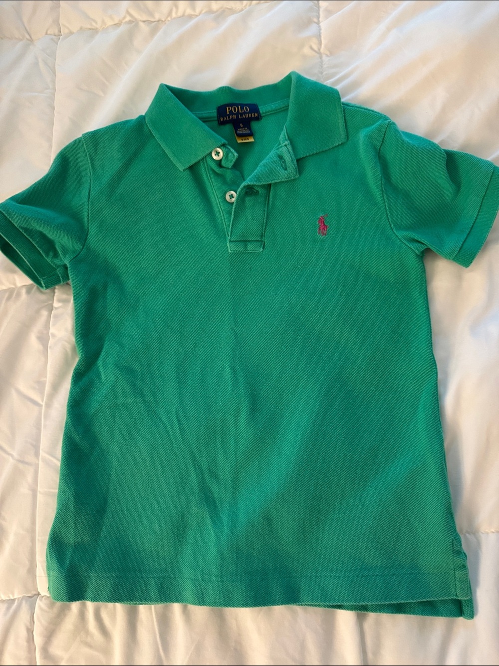 Polo by Ralph Lauren Kids Green Polo with Pink Pony